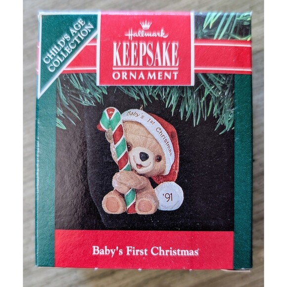 VTG 1991 BABY'S FIRST CHRISTMAS HALLMARK KEEPSAKE ORNAMENT NEW Teddy Bear - Picture 1 of 6